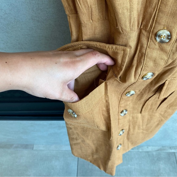 NWT Lulu’s  Meant for Greatness Tan Button-Front Mini Dress, Size M - Picture 12 of 15